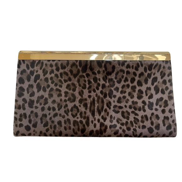 Jimmy Choo Calf Hair Leopard Print Clutch Purse W/Bag Cert. Authenticity Clean - Picture 3 of 10